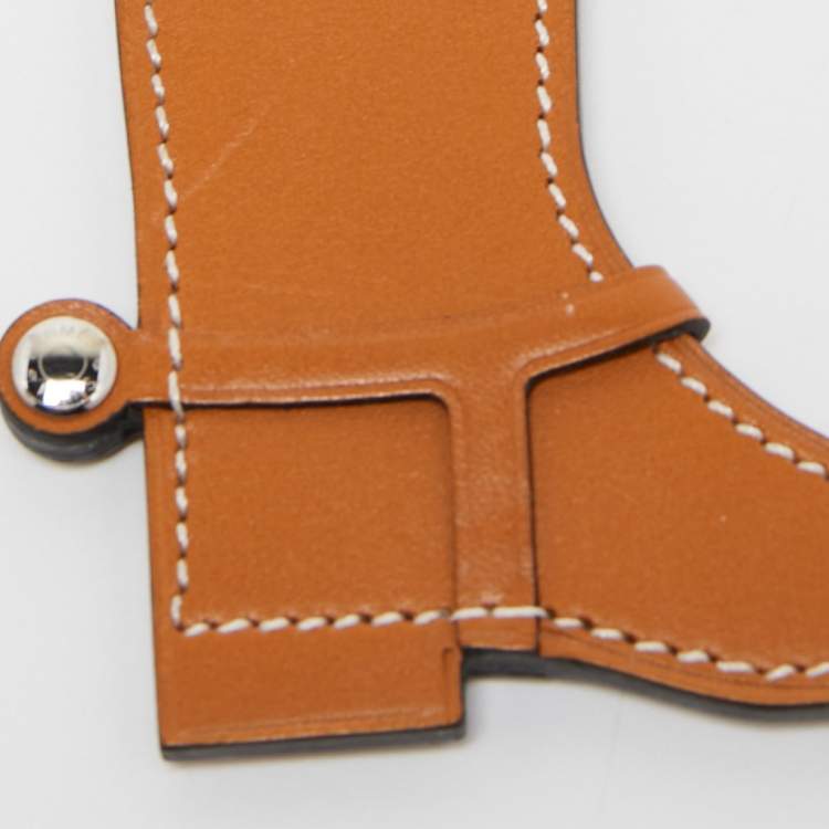 Pre Owned Hermes Natural Sable/Bleu Zellige Veau Butler and Swift Leather Paddock Boot Bag Charm