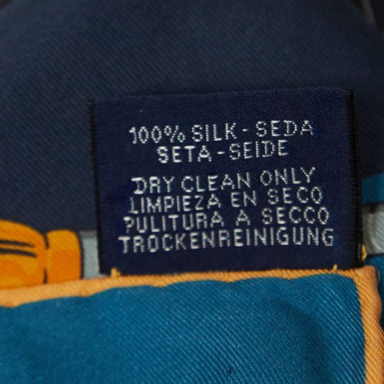 Pre Owned Hermes Navy Blue Les Mustangs II Silk Scarf