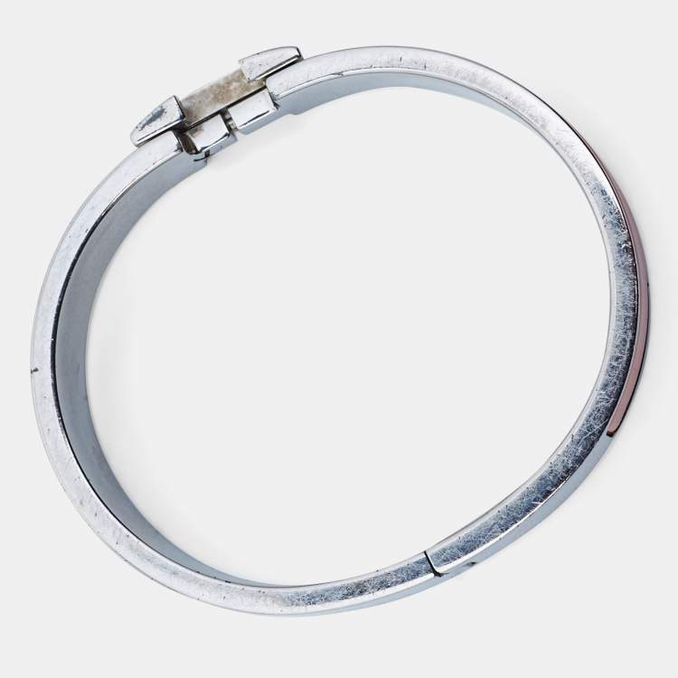 Pre Owned Hermes Clic H Enamel Palladium Plated Bracelet