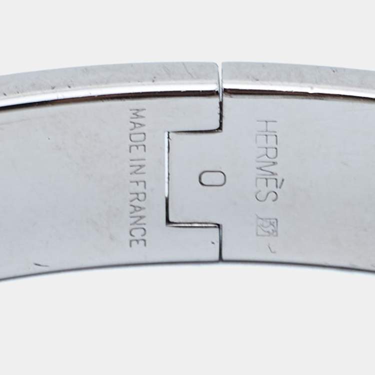 Pre Owned Hermes Clic H Enamel Palladium Plated Bracelet