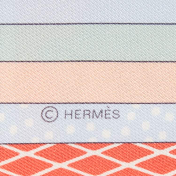 Pre Owned Hermes Multicolor Lion Tiger Print Silk Twilly