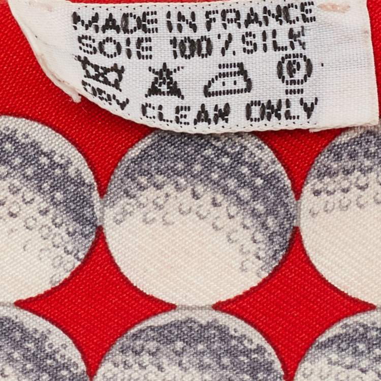 Pre Owned Hermès Red Golf Balls Print Silk Twilly