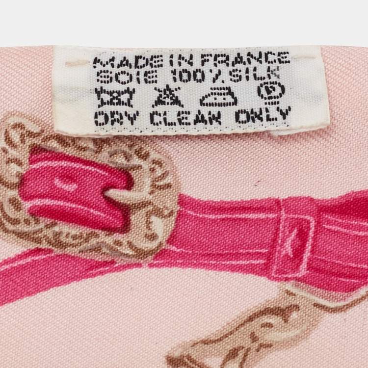 Pre Owned Hermès Pink Chain Brides De Gala Print Silk Twilly