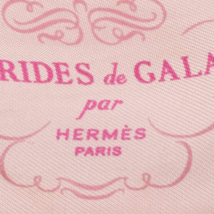 Pre Owned Hermès Pink Chain Brides De Gala Print Silk Twilly