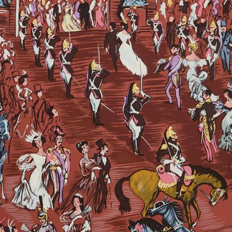 Pre Owned Hermès Brown Paddock Champs Silk Scarf