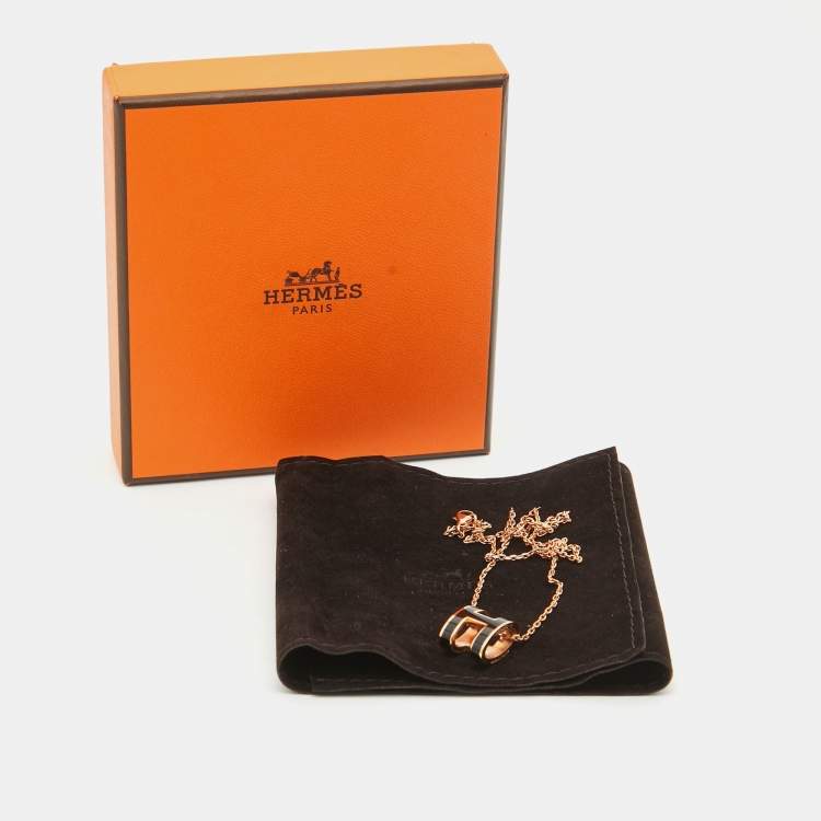 Pre Owned Hermès  Pop H Enamel Gold Plated Pendant Necklace