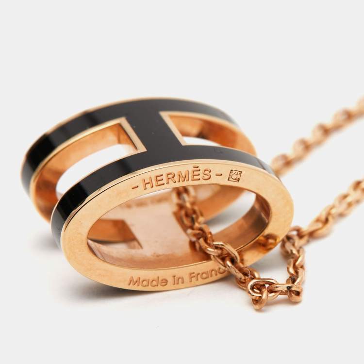 Pre Owned Hermès  Pop H Enamel Gold Plated Pendant Necklace