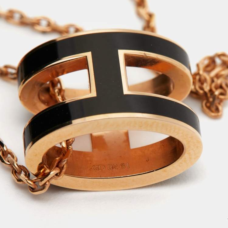 Pre Owned Hermès  Pop H Enamel Gold Plated Pendant Necklace