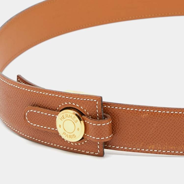 Pre Owned Hermes Gold Epsom Leather Clou de Selle Belt 95CM