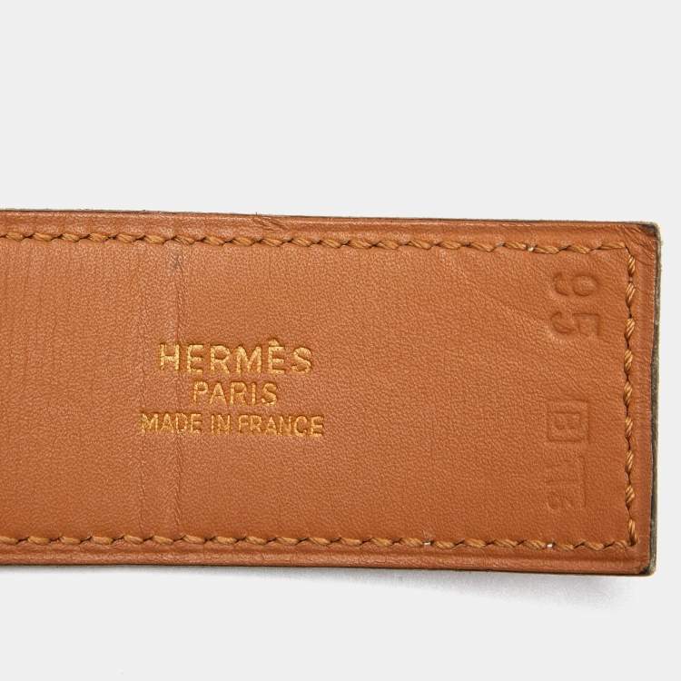 Pre Owned Hermes Gold Epsom Leather Clou de Selle Belt 95CM