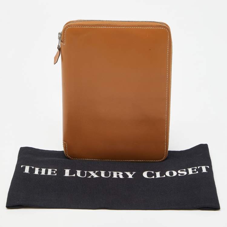 Pre Owned Hermés Naturel Vache Leather Globe Trotter Zip Agenda Cover