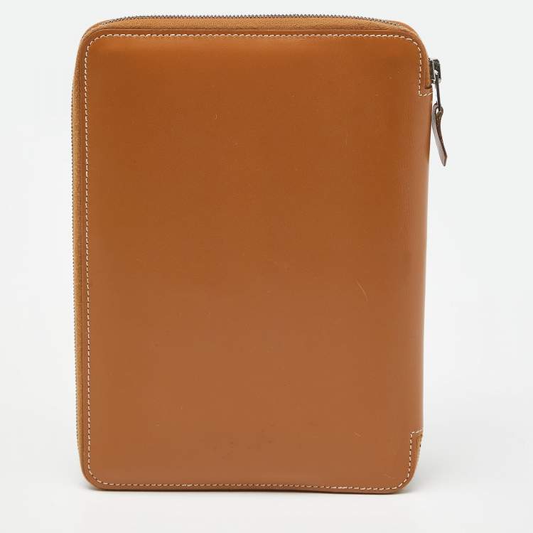 Pre Owned Hermés Naturel Vache Leather Globe Trotter Zip Agenda Cover