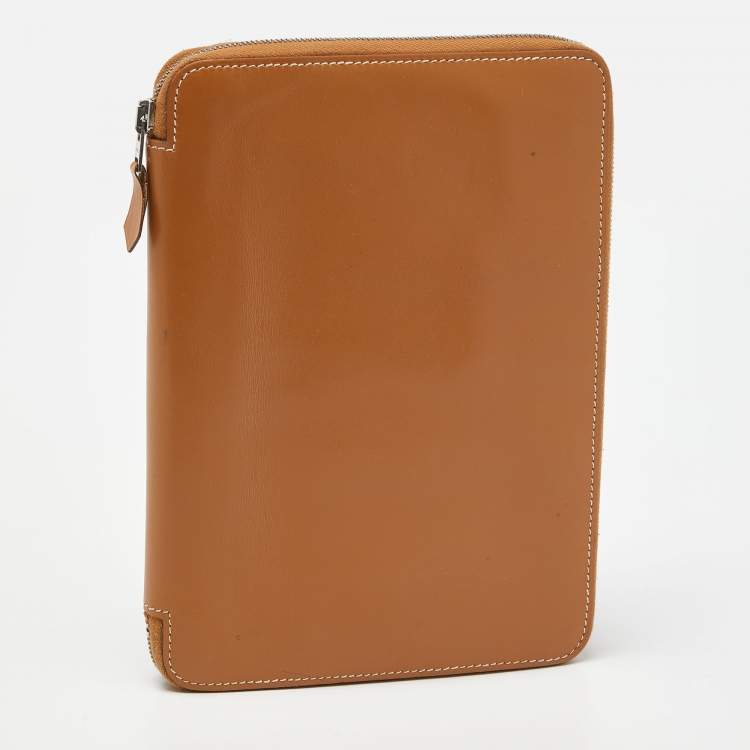 Pre Owned Hermés Naturel Vache Leather Globe Trotter Zip Agenda Cover