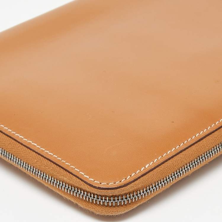 Pre Owned Hermés Naturel Vache Leather Globe Trotter Zip Agenda Cover