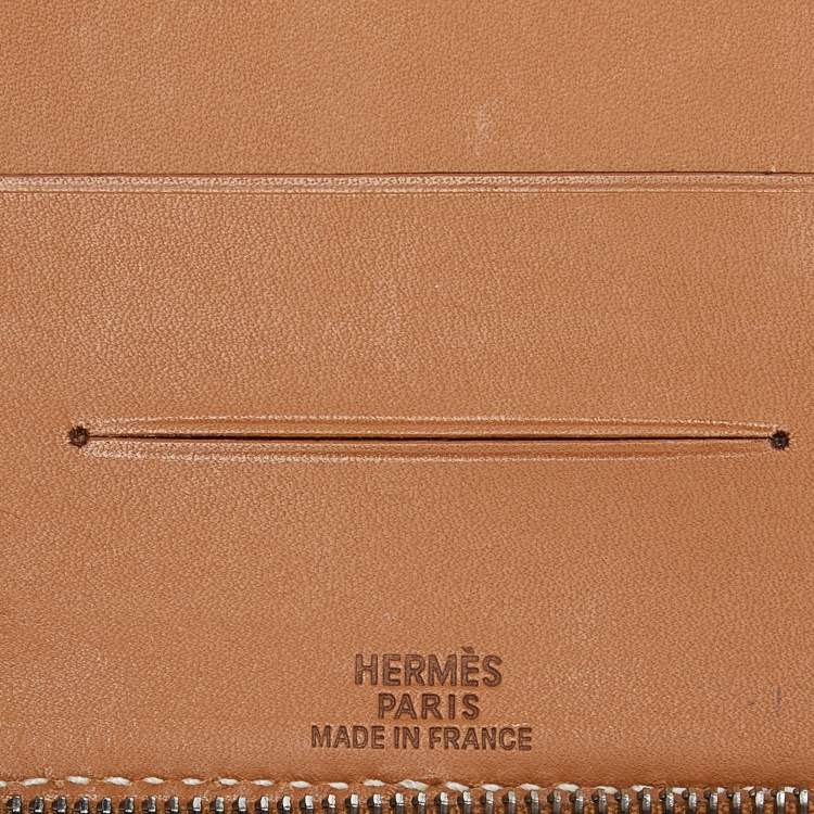 Pre Owned Hermés Naturel Vache Leather Globe Trotter Zip Agenda Cover