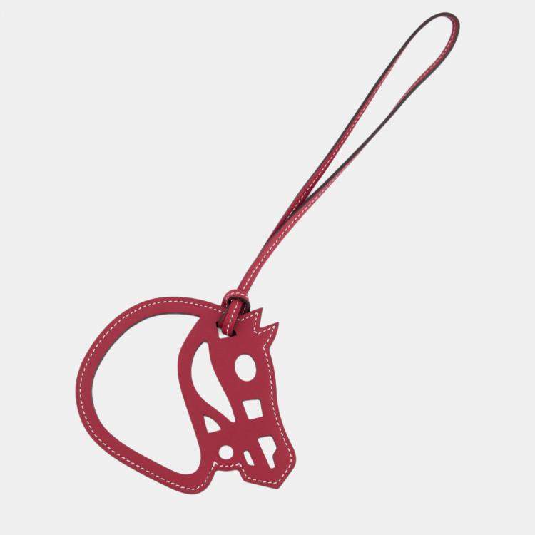 Pre Owned Hermes Paddock Cheval Charm in Rouge Grenat Swift Calfskin Leather
