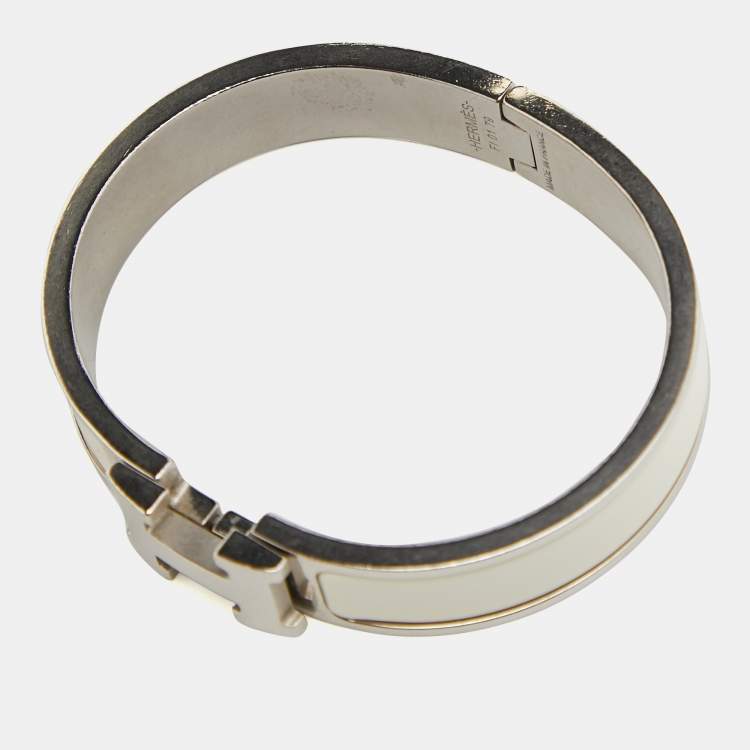 Pre Owned Hermès Clic H Enamel Palladium Plated Bracelet
