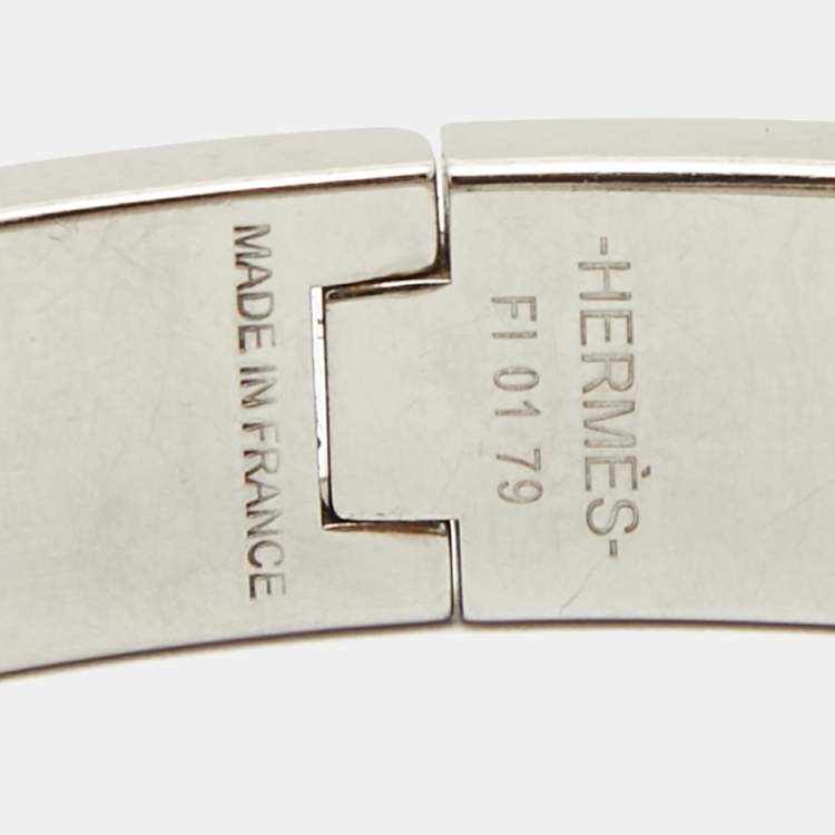 Pre Owned Hermès Clic H Enamel Palladium Plated Bracelet