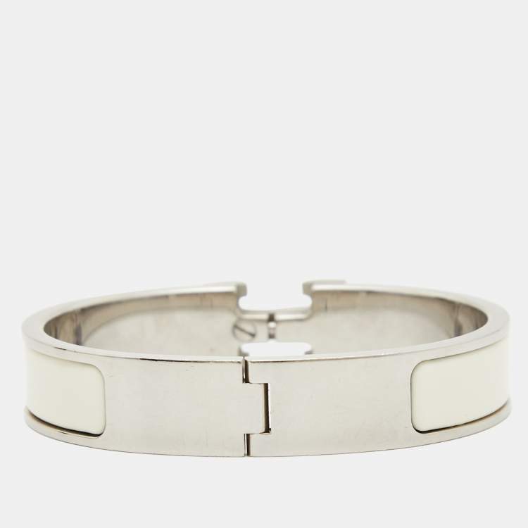 Pre Owned Hermès Clic H Enamel Palladium Plated Bracelet