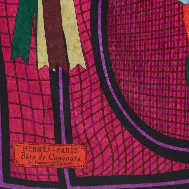 Pre Owned Hermès Multicolor Print Cashmere and Silk Bete De Concours Scarf