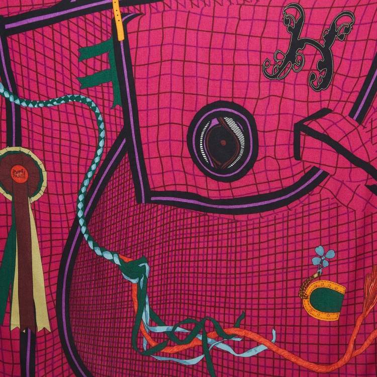 Pre Owned Hermès Multicolor Print Cashmere and Silk Bete De Concours Scarf