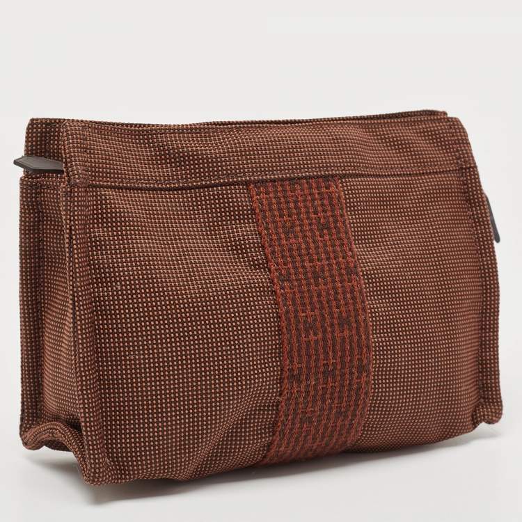 Pre Owned Hermes Brown Canvas Herline Pouch