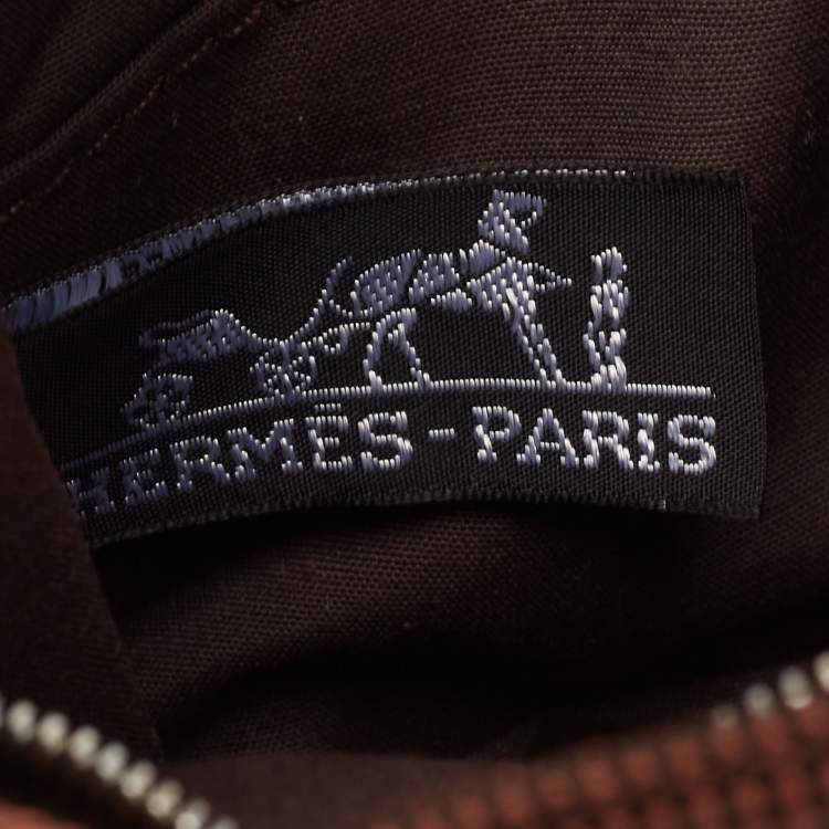 Pre Owned Hermes Brown Canvas Herline Pouch