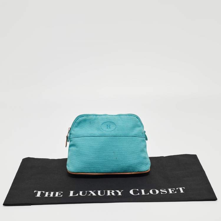 Pre Owned Hermes Bleu Horizon Canvas Mini Bolide Case