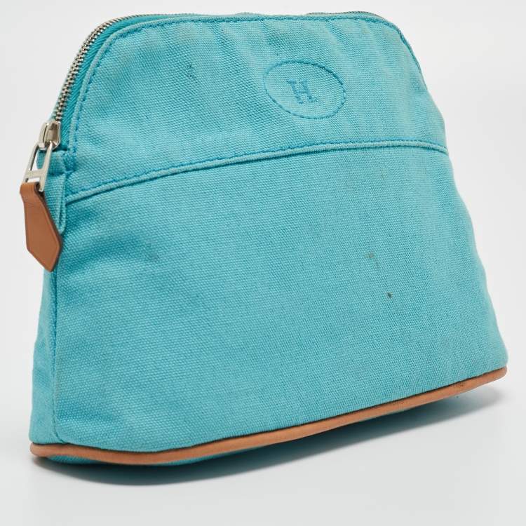 Pre Owned Hermes Bleu Horizon Canvas Mini Bolide Case