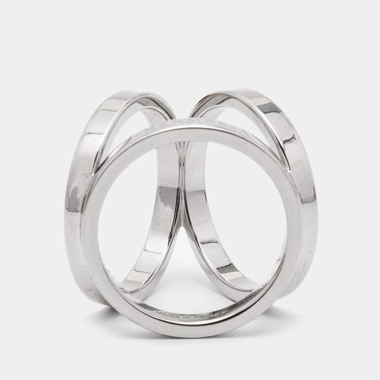 Pre Owned Hermes Trio Palladium Plated Scarf Ring