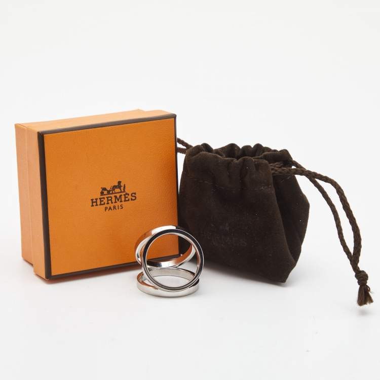 Pre Owned Hermes Trio Palladium Plated Scarf Ring