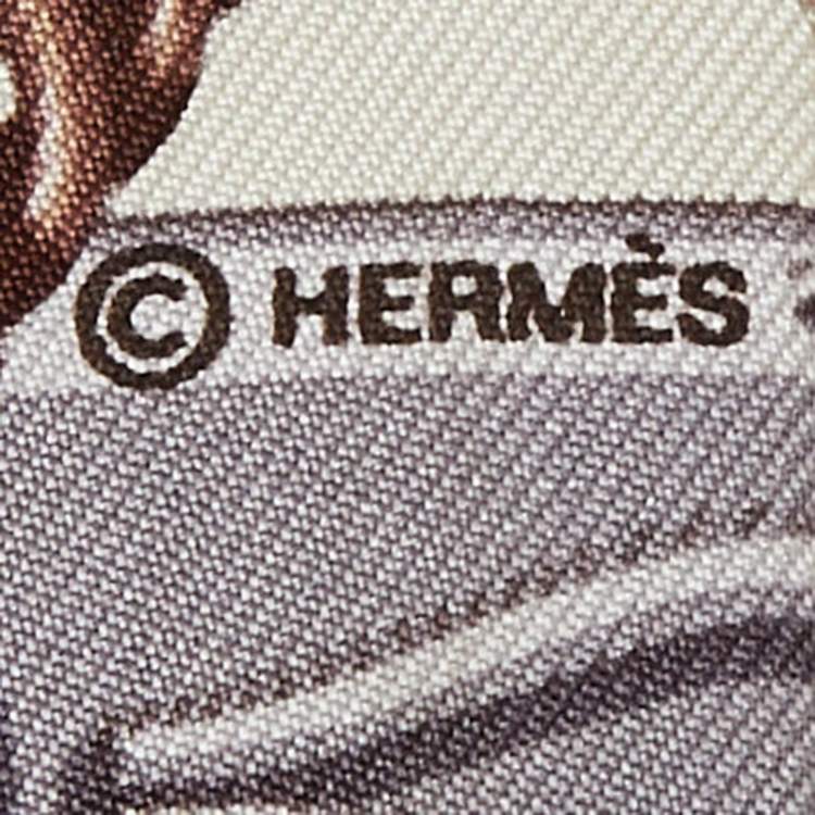 Pre Owned Hermes Beige Maillons Silk Twilly Scarf