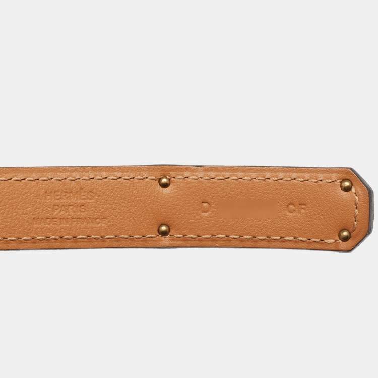 Pre Owned Hermes Gold Epsom Leather Gold Tone Finish Kelly 18 Adjustable Belt 