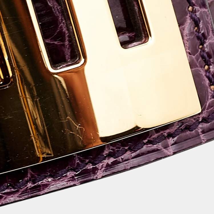 Pre Owned Hermes Collier De Chien Alligator Leather Gold Plated Bracelet