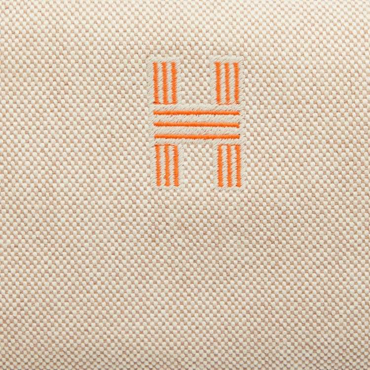 Pre Owned Hermes Natural/Orange Canvas Large Bride-a-Brac Pouch