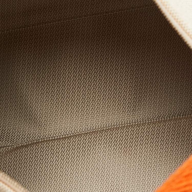 Pre Owned Hermes Natural/Orange Canvas Large Bride-a-Brac Pouch