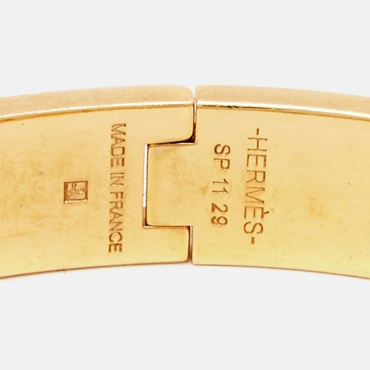 Pre Owned Hermes Clic H Enamel Gold Plated Bracelet