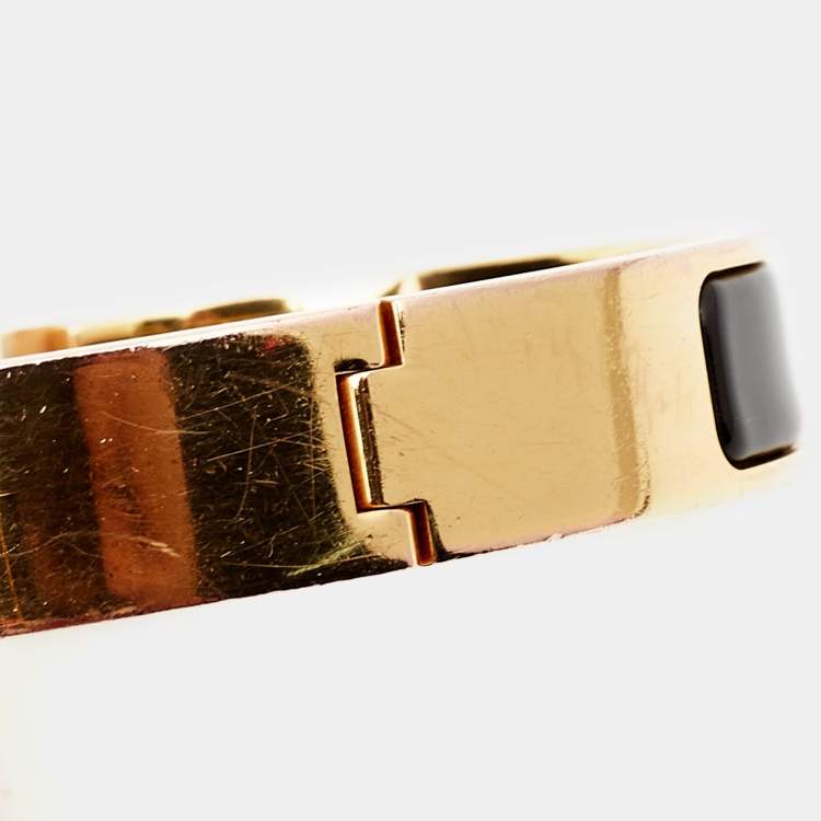 Pre Owned Hermes Clic H Enamel Gold Plated Bracelet
