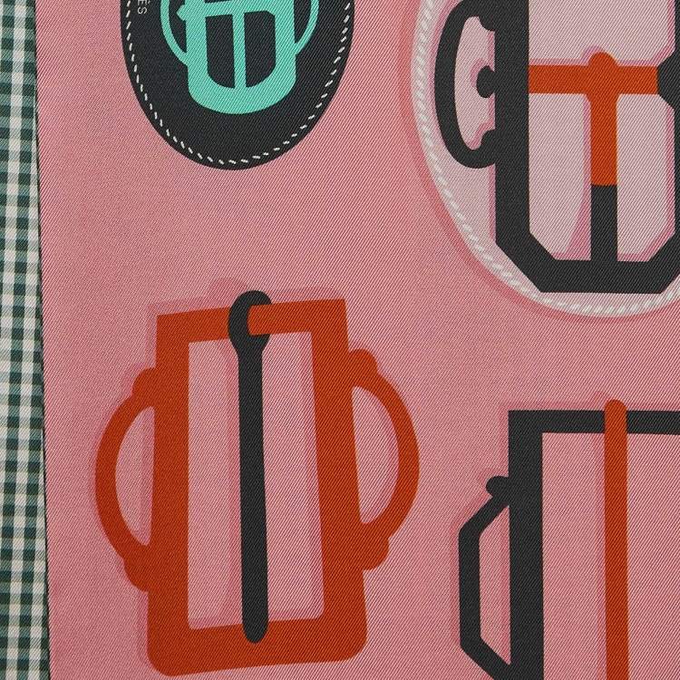 Pre Owned Hermès Pink Bovclerie Moderne Silk Vichy Maxi Twilly