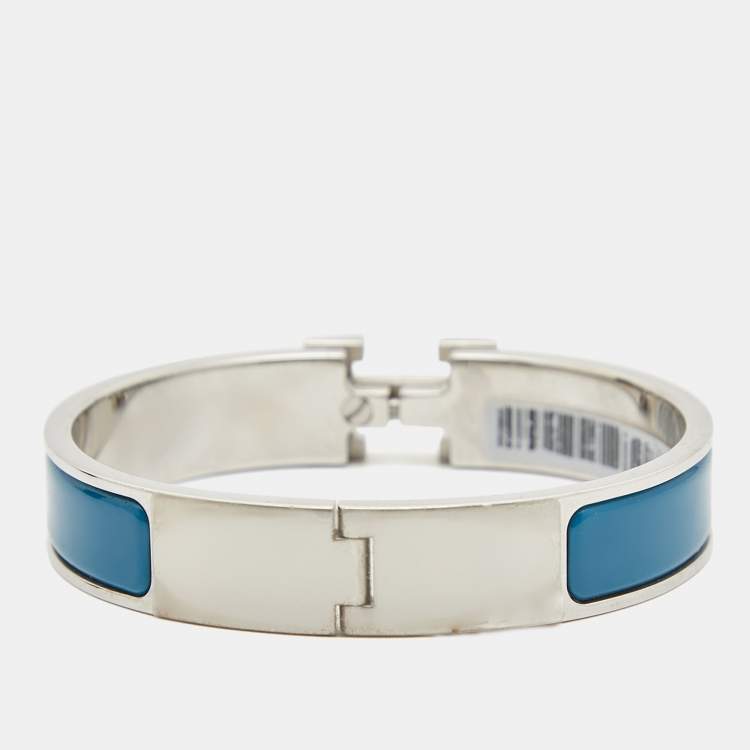 Pre Owned Hermès Clic H Enamel Palladium Plated Bracelet