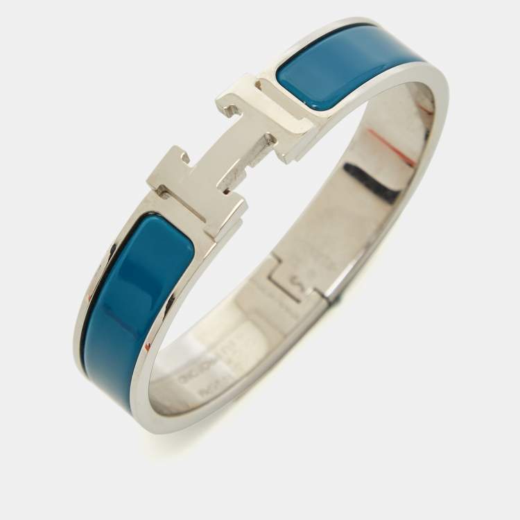 Pre Owned Hermès Clic H Enamel Palladium Plated Bracelet