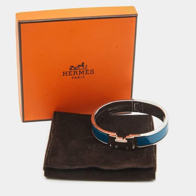 Pre Owned Hermès Clic H Enamel Palladium Plated Bracelet