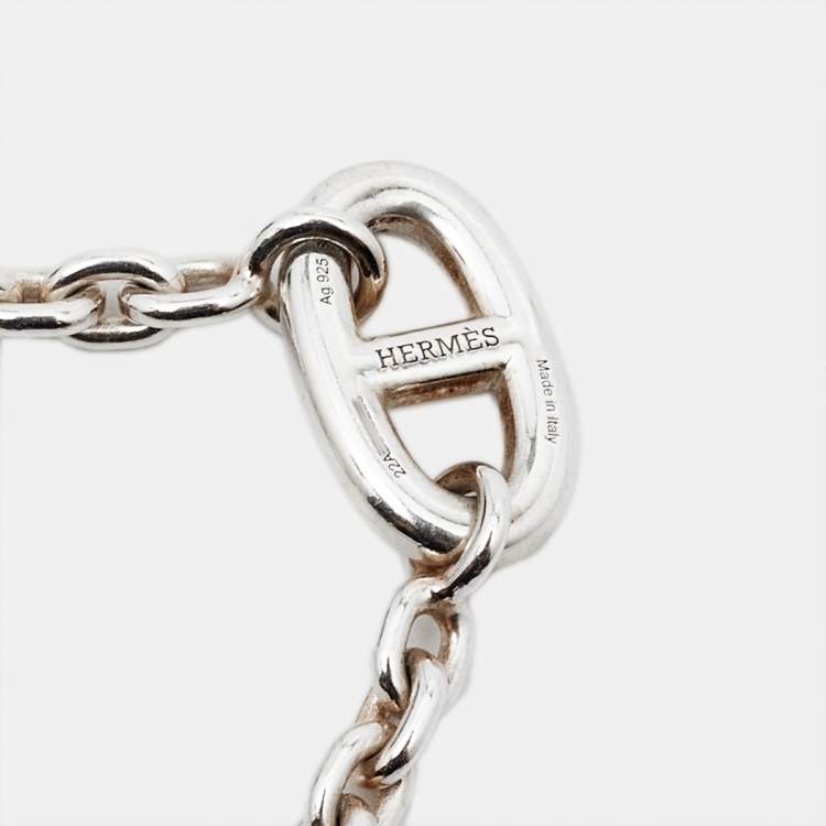 Pre Owned Hermès Farandole Sterling Silver Chain Link Toggle Bracelet