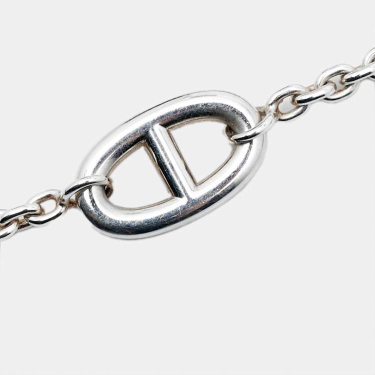 Pre Owned Hermès Farandole Sterling Silver Chain Link Toggle Bracelet