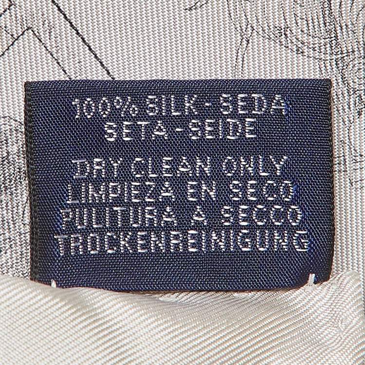 Pre Owned Hermes Grey Silk Double Sided 16 Carres Square Scarf