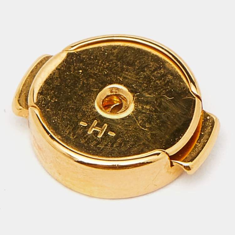 Pre Owned Hermès Cage d'H Yellow Lacquer Gold Plated Stud Earrings