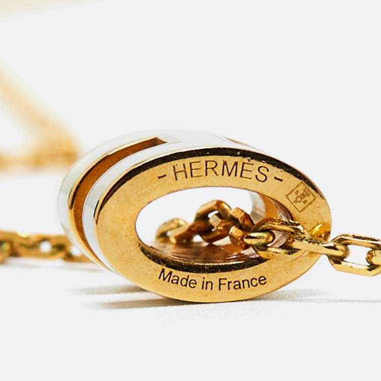 Pre Owned Hermès Pop H  Mini Enamel Gold Tone Necklace