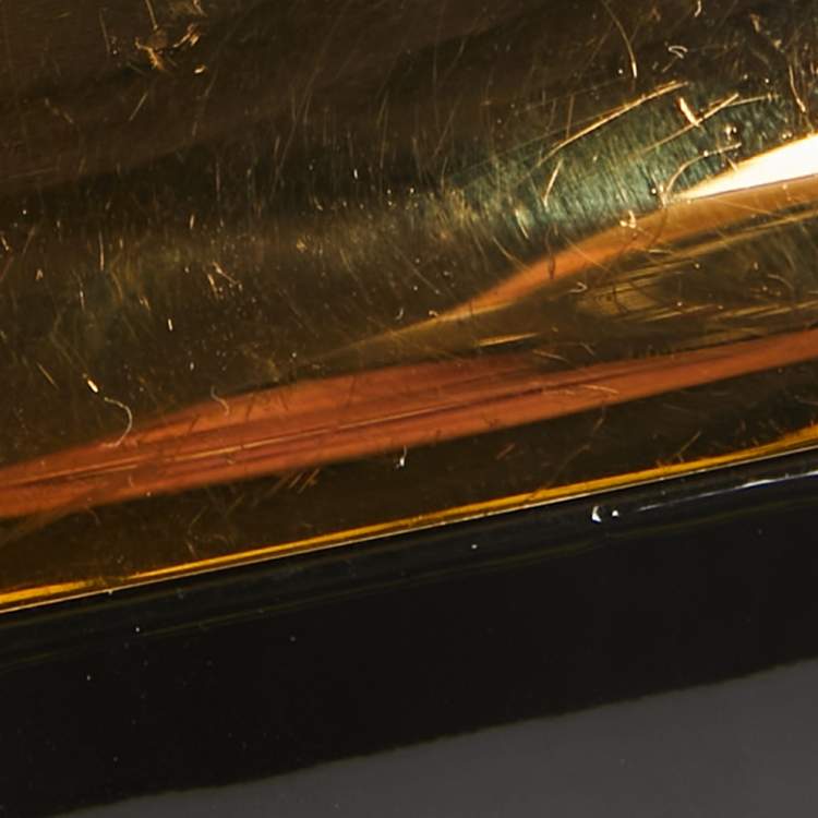 Pre Owned Hermes Clic Clac H Enamel Gold Plated Extra Wide Bracelet