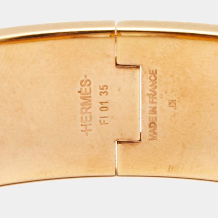 Pre Owned Hermes Clic Clac H Enamel Gold Plated Bracelet