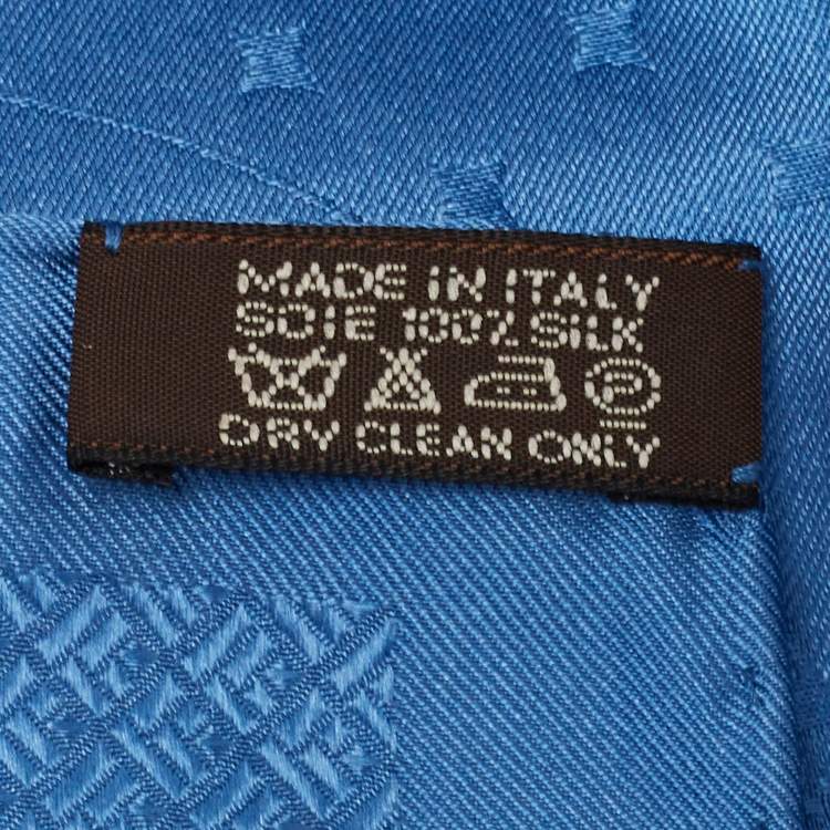 Pre Owned Hermes Blue Patterned Silk Satin Coaching Scarf